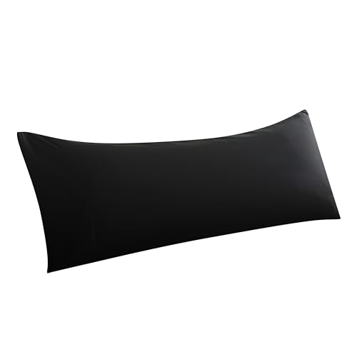 WhatsBedding Body Pillow Cover Ultra Soft Microfiber Pillowcases Breathable Long Pillow Case Envelope Closure  Black 20x54 inch