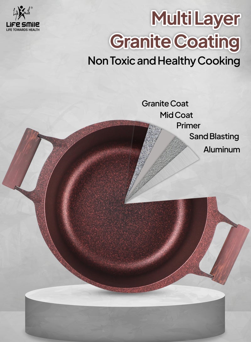 Life Smile 8pc Non Stick Cookware set - Granite Pots and Pans set ,100% PFOA FREE  Casseroles,Cookwares with Bakelite Knob & Handles, Induction Base Cooking Set include 20/24/28cm Soup Pot & 26cm Shallow Pot - Image 4