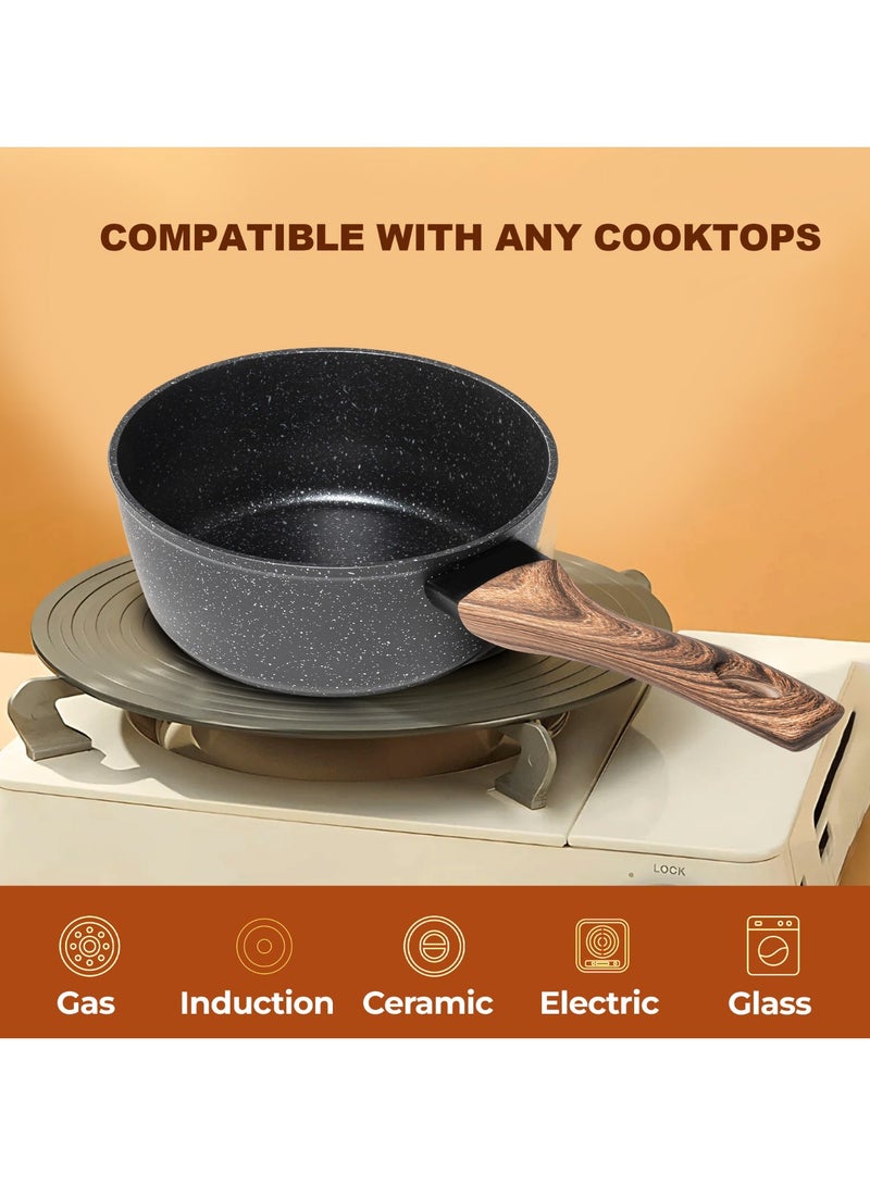 Sweet Home Nonstick Sauce Pan Non Stick Small Pot for Cooking Ultra Non-Stick Granite Coating Sauce Pan Compatible for All Stove Top PFOA Free - Image 5