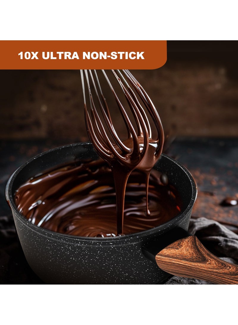 Sweet Home Nonstick Sauce Pan Non Stick Small Pot for Cooking Ultra Non-Stick Granite Coating Sauce Pan Compatible for All Stove Top PFOA Free - Image 4