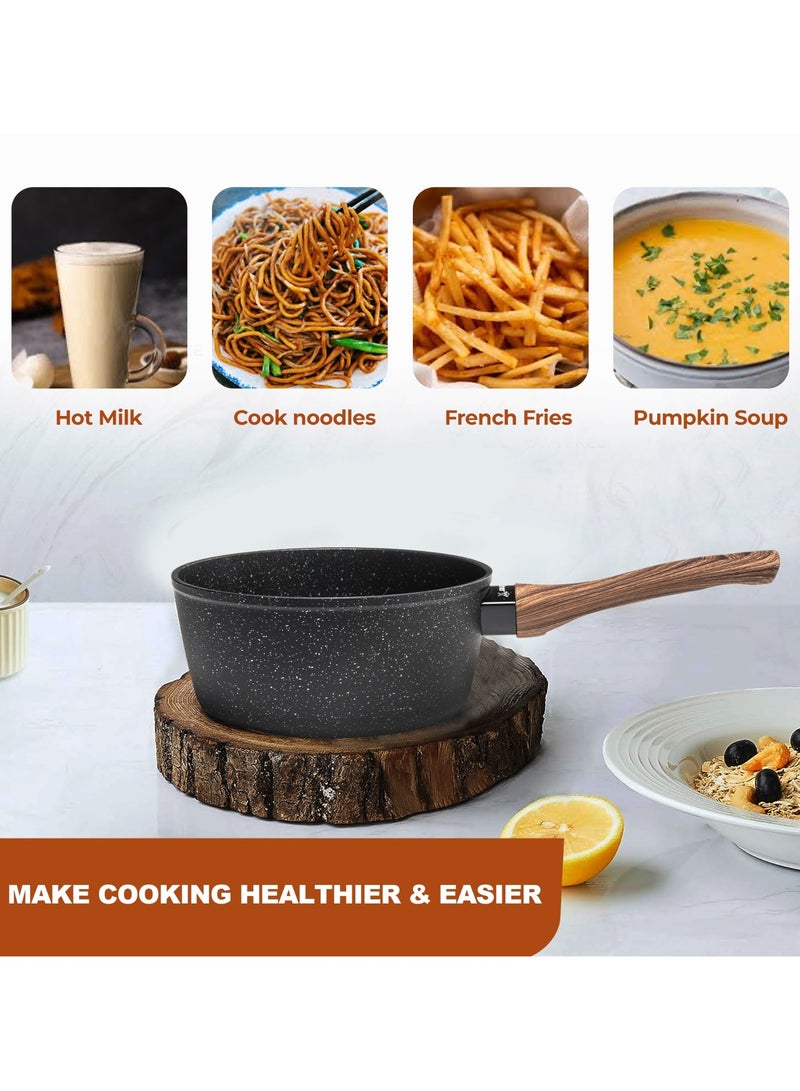 Sweet Home Nonstick Sauce Pan Non Stick Small Pot for Cooking Ultra Non-Stick Granite Coating Sauce Pan Compatible for All Stove Top PFOA Free - Image 3