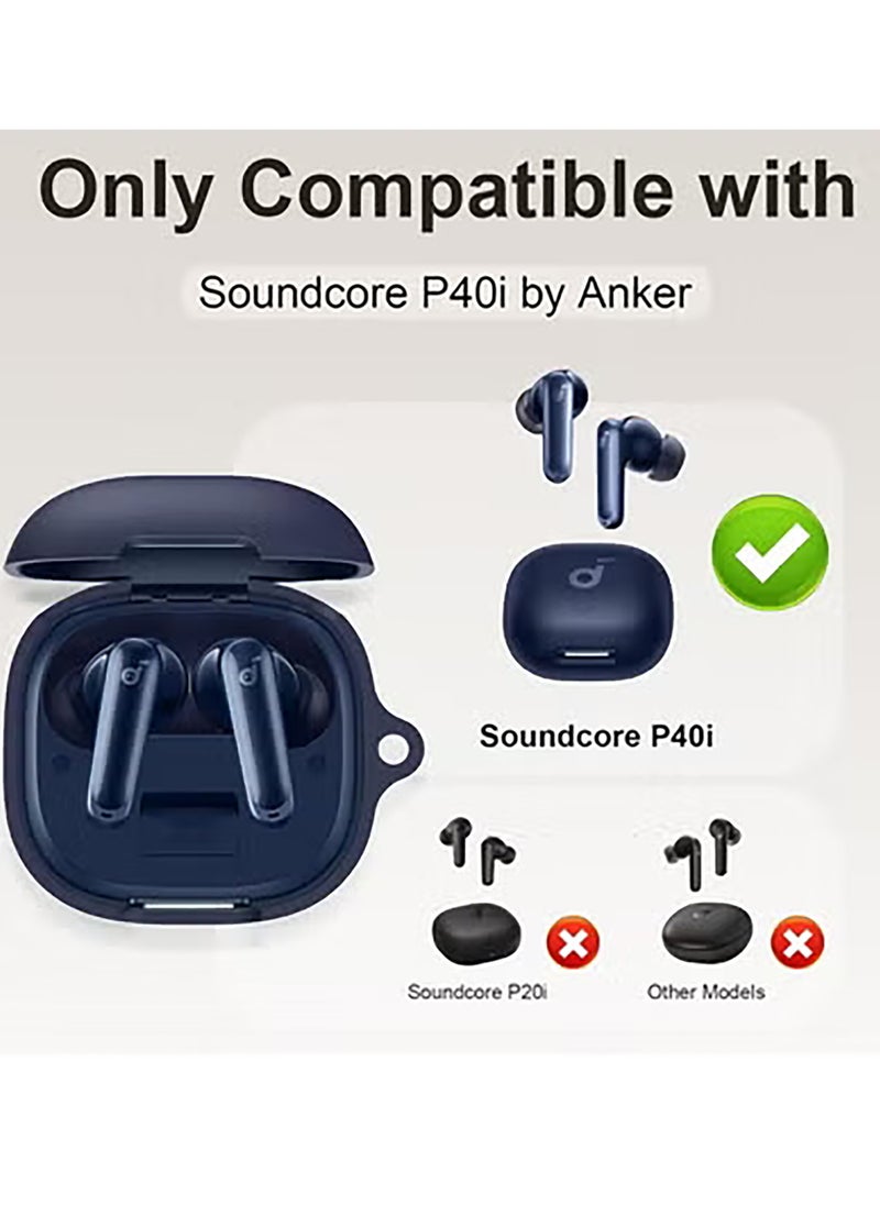 Silicone Case for Anker Soundcore P40i Case Cover with Keychain/Cleaner Kit (Blue)