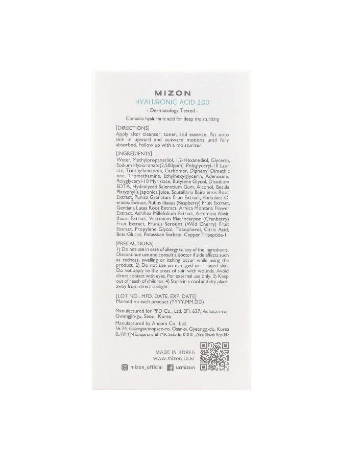 Mizon, Hyaluronic Acid 100, 1.01 fl oz (30 ml) - Image 3