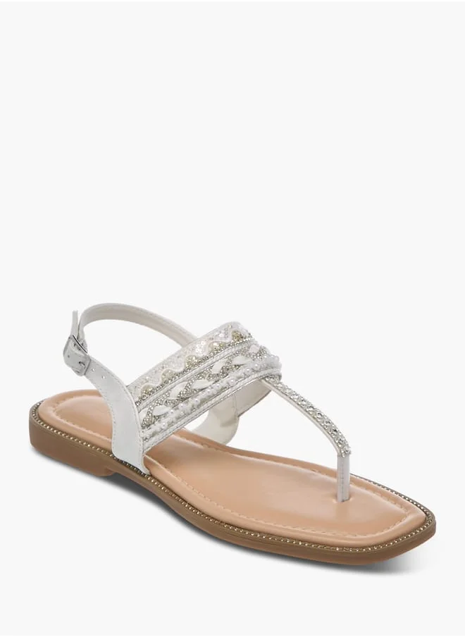 سيليست Womens Embellished Sandals With Ankle Strap