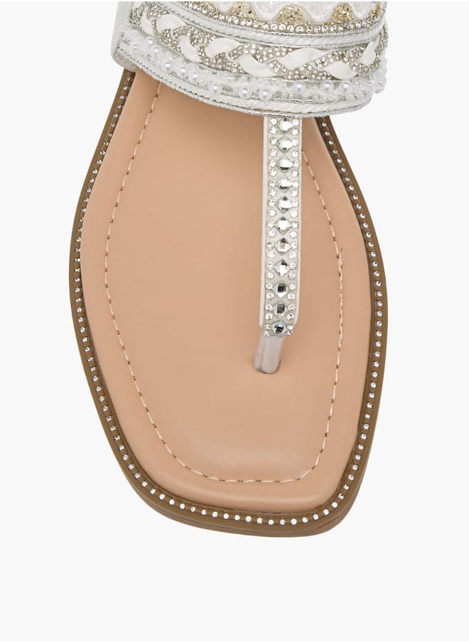 Celeste Womens Embellished Sandals With Ankle Strap  - Image 4