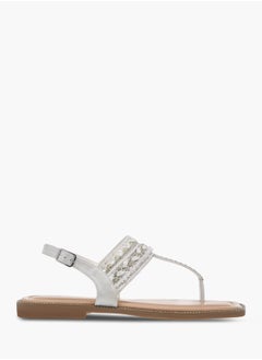 Celeste Womens Embellished Sandals With Ankle Strap  - Image 3