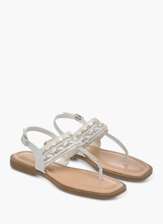 سيليست Womens Embellished Sandals With Ankle Strap