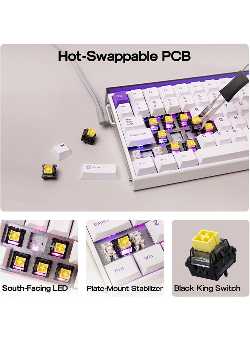 AULA لوحة مفاتيح الألعاب الميكانيكية السلكية HERO 84 HE مع إضاءة خلفية RGB بتنسيق إيقاع الموسيقى، مفتاح مغناطيسي أسود كينغ، معدل استقصاء 8K، معدل مسح 128K، تصميم مدمج بـ 84 مفتاح لجهاز الكمبيوتر/اللابتوب - Image 4