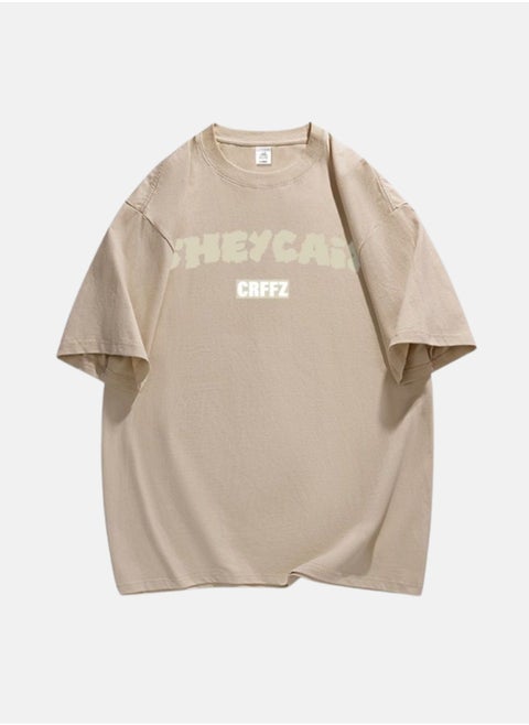 CRFFZ Printed Light Brown Unisex Oversized T-shirt