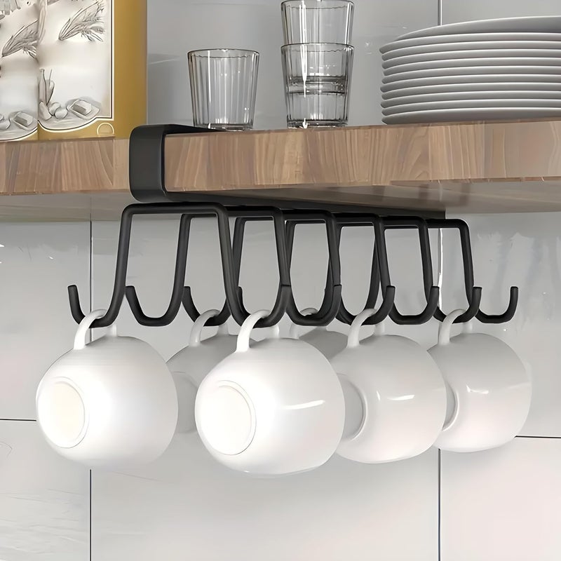 Boniry 1 Pcs Double-Row 12 Hooks for Kitchen Storage - Cupboard Hanging Organizer for Coffee, Tea Cups, Towels, and More | Versatile Metal Hooks for Home, Office - Image 1