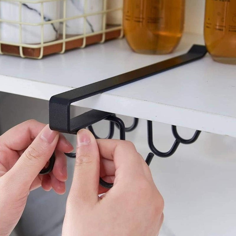 Boniry 1 Pcs Double-Row 12 Hooks for Kitchen Storage - Cupboard Hanging Organizer for Coffee, Tea Cups, Towels, and More | Versatile Metal Hooks for Home, Office - Image 4