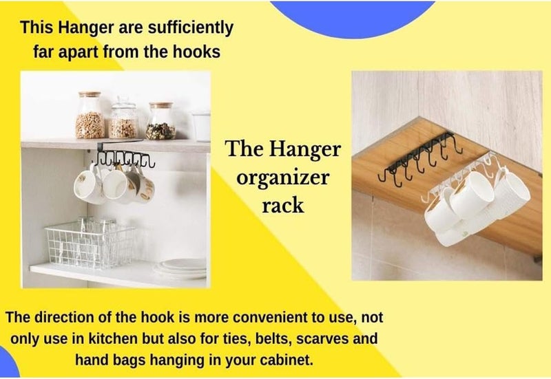 Boniry 1 Pcs Double-Row 12 Hooks for Kitchen Storage - Cupboard Hanging Organizer for Coffee, Tea Cups, Towels, and More | Versatile Metal Hooks for Home, Office - Image 2