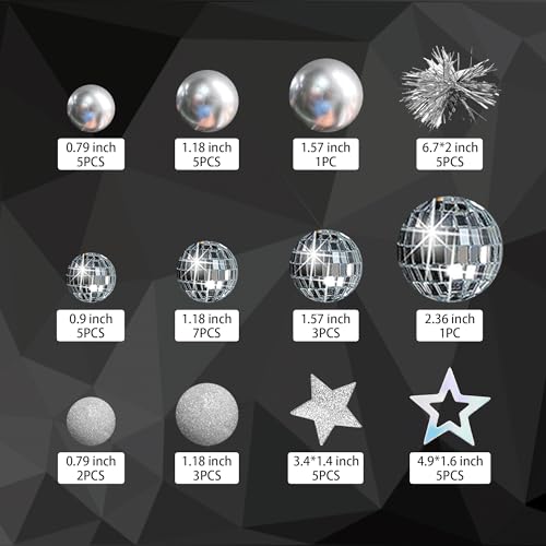 DRWATE Disco Ball Cake Topper Mirror Balls Cake Decorations with Silver Stars Cake Topper for 70s 80s Disco Dance Party Saturday Night Fever Supplies (Style 1) - Image 2