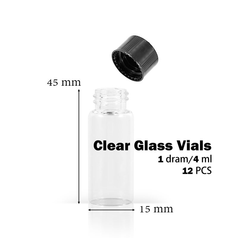 1st Choice Glass Vials, 1 Dram 4ml, Pack of 12 - Storage Bottle With PE Gasket - Image 2