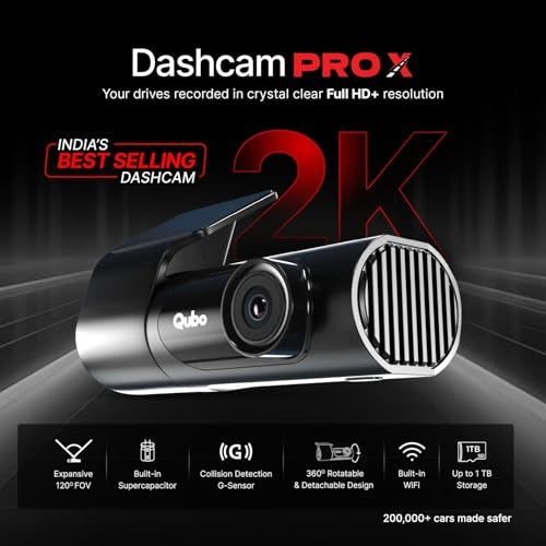 Qubo Dashcam Pro X (2026 Edition) | 2K Resolution FHD+ | Doubles up as in-Cabin Camera|NightPulse Vision | Wide FOV | Supercapacitor | Built in Wi-Fi, Mic | Up to 1TB Storage | Built for Indian Roads - Image 2