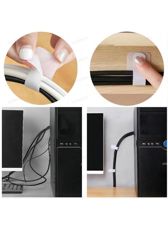 Sunkizzrs® Nylon Cable Holder Straps (50 Pcs) Multipurpose Adjustable Cable Management Tie/Self-Adhesive Hook and Loop Wire Organiser Straps/Cord Routing Tie/Wire Management (White) - Image 5