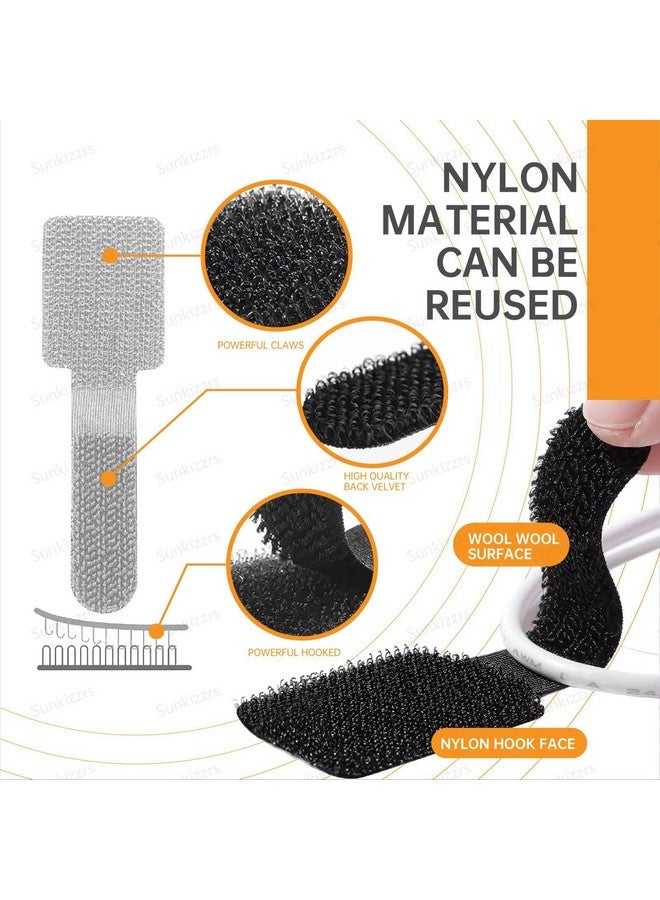 Sunkizzrs® Nylon Cable Holder Straps (50 Pcs) Multipurpose Adjustable Cable Management Tie/Self-Adhesive Hook and Loop Wire Organiser Straps/Cord Routing Tie/Wire Management (White) - Image 3
