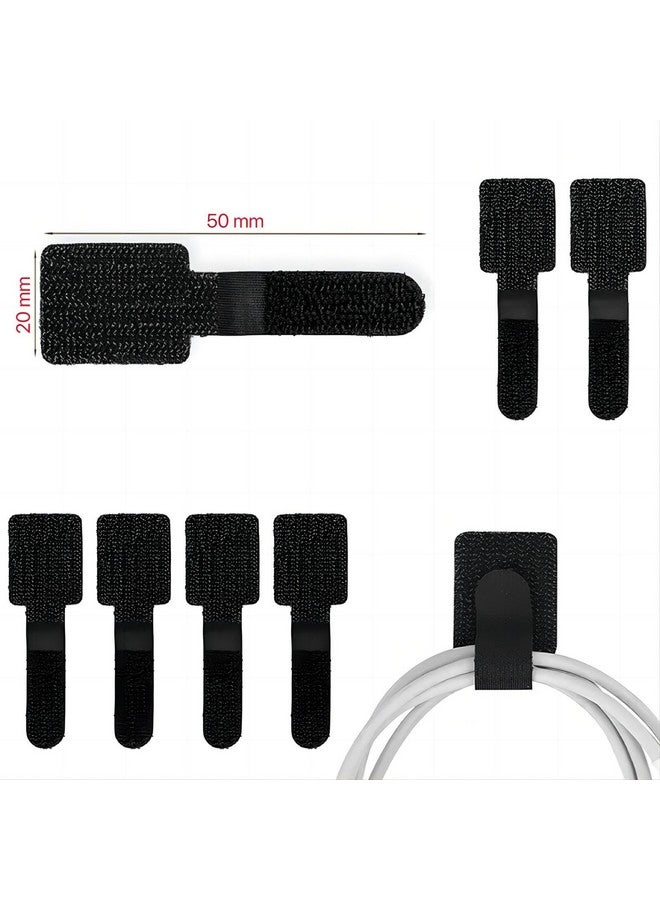 Sunkizzrs® Nylon Cable Holder Straps (50 Pcs) Multipurpose Adjustable Cable Management Tie/Self-Adhesive Hook and Loop Wire Organiser Straps/Cord Routing Tie/Wire Management (White) - Image 2