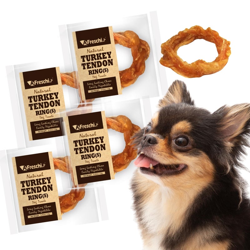 A Freschi srl Afreschi Turkey Tendon for Dogs, Dog Treats for Signature Series, All Natural Human Grade Puppy Chew, Ingredient Sourced from USA, Hypoallergenic, Rawhide alternative, 4 Units/Pack Ring (Small) - Image 2