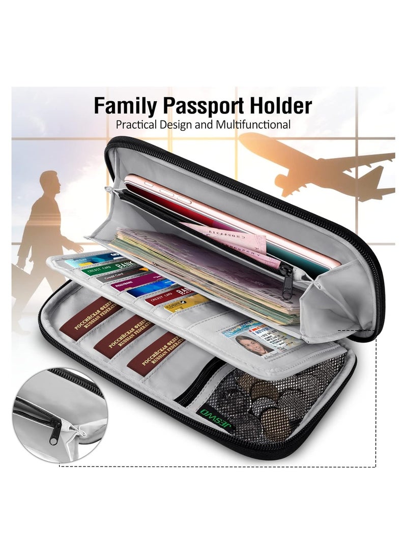 SYOSI Travel Passport Wallet Organizer, Passport Holder Family Rfid Blocking Travel Document Organizer, Travel Passport Wallet Waterproof Multiple Passport Holder, for Traveling, Passport Organizer  - Image 2