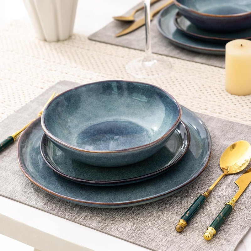 AmorArc Ceramic Dinnerware SetsHandmade Reactive Glaze Stoneware Plates and Bowls SetHighly Chip and Crack Resistant  Dishwasher  Microwave SafeService for 8 Dishes Set 24pc - Image 4