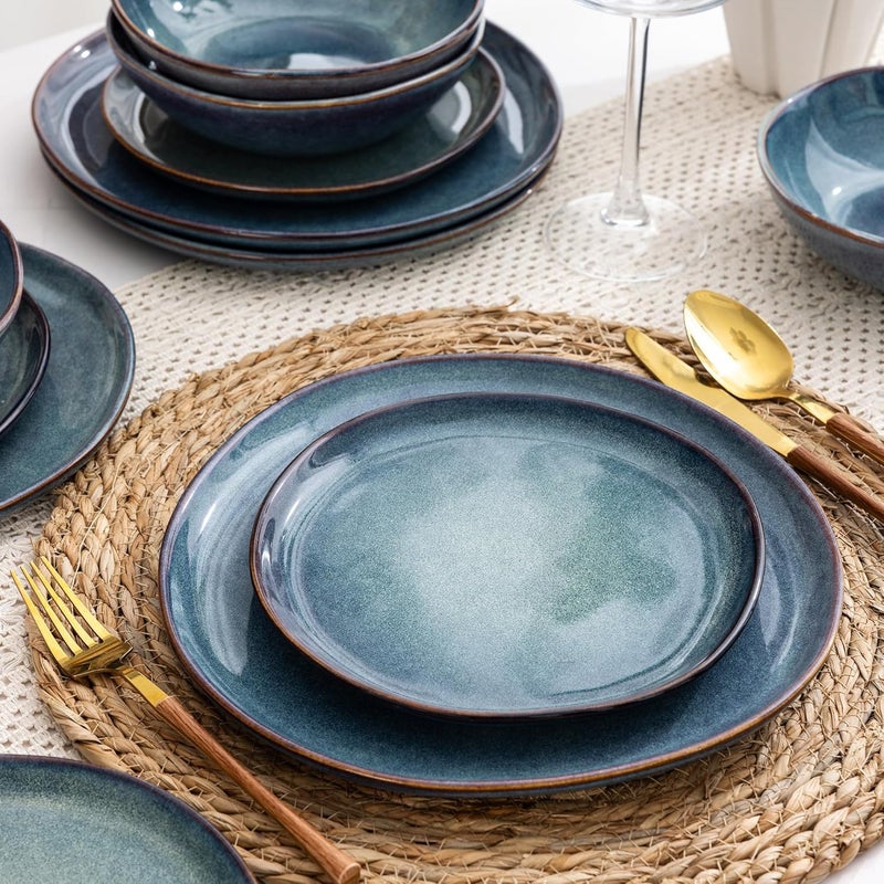 AmorArc Ceramic Dinnerware SetsHandmade Reactive Glaze Stoneware Plates and Bowls SetHighly Chip and Crack Resistant  Dishwasher  Microwave SafeService for 8 Dishes Set 24pc - Image 5