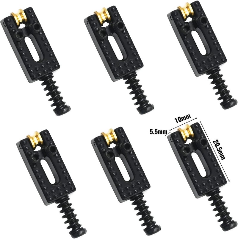 Micovay 6 Roller Guitar Bridge Saddles, 10.5mm Guitar Tremolo Saddles Modern Style Compatible for Fender Strat Tele Electric Guitar Replacement, Black - Image 4