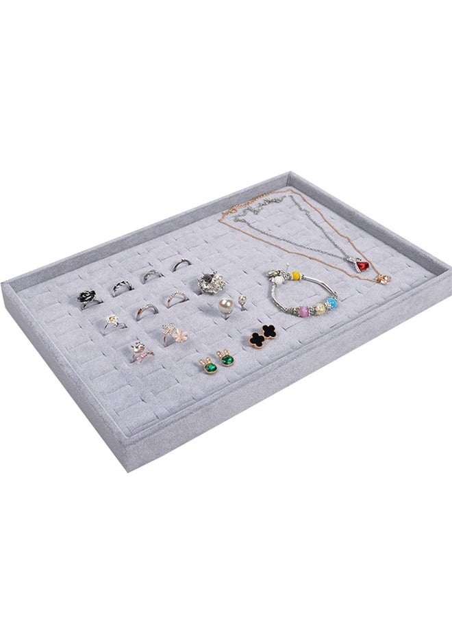 Grey Velvet Stackable 100 Slot Ring Inserts Jewelry Tray Showcase Display Organizer Holder Storage Box Case Pad Stackers for Valet Closet