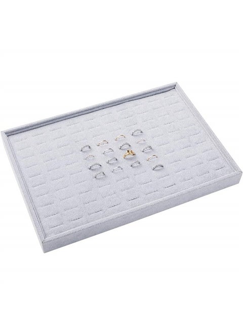 Grey Velvet Stackable 100 Slot Ring Inserts Jewelry Tray Showcase Display Organizer Holder Storage Box Case Pad Stackers for Valet Closet