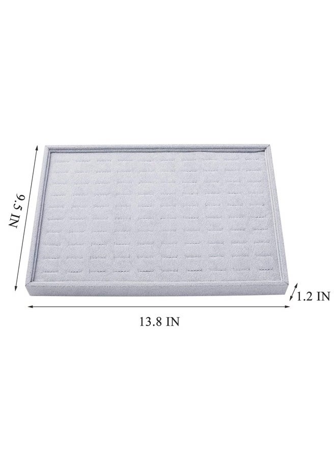 Grey Velvet Stackable 100 Slot Ring Inserts Jewelry Tray Showcase Display Organizer Holder Storage Box Case Pad Stackers for Valet Closet