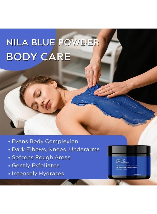 Viareline Blue Nila Powder Moroccan, Moroccan Nila Blue Powder, Indigo Powders for Hair Care, Nila Mask Brightening Dark Elbows, Knees, Underarms, Reduce Dark Spots, 100g - Image 4
