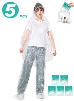 Lemon 5 Pcs Rain Ponchos for Adults Disposable Plastic, Raincoat and rain pants set, Raincoats Rain Ponchos with Drawstring Hoods Disposable Emergency Ponchos Perfect for Camping Hiking Travel  - Image 1