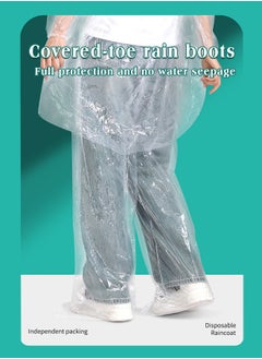 Lemon 5 Pcs Rain Ponchos for Adults Disposable Plastic, Raincoat and rain pants set, Raincoats Rain Ponchos with Drawstring Hoods Disposable Emergency Ponchos Perfect for Camping Hiking Travel  - Image 3