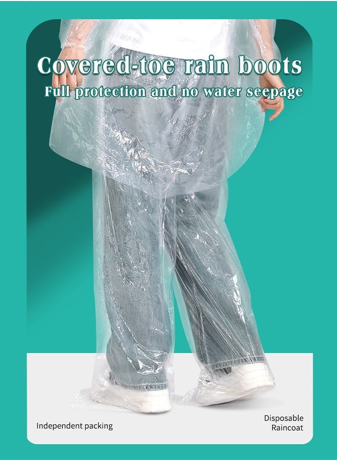 Lemon 5 Pcs Rain Ponchos for Adults Disposable Plastic, Raincoat and rain pants set, Raincoats Rain Ponchos with Drawstring Hoods Disposable Emergency Ponchos Perfect for Camping Hiking Travel  - Image 3
