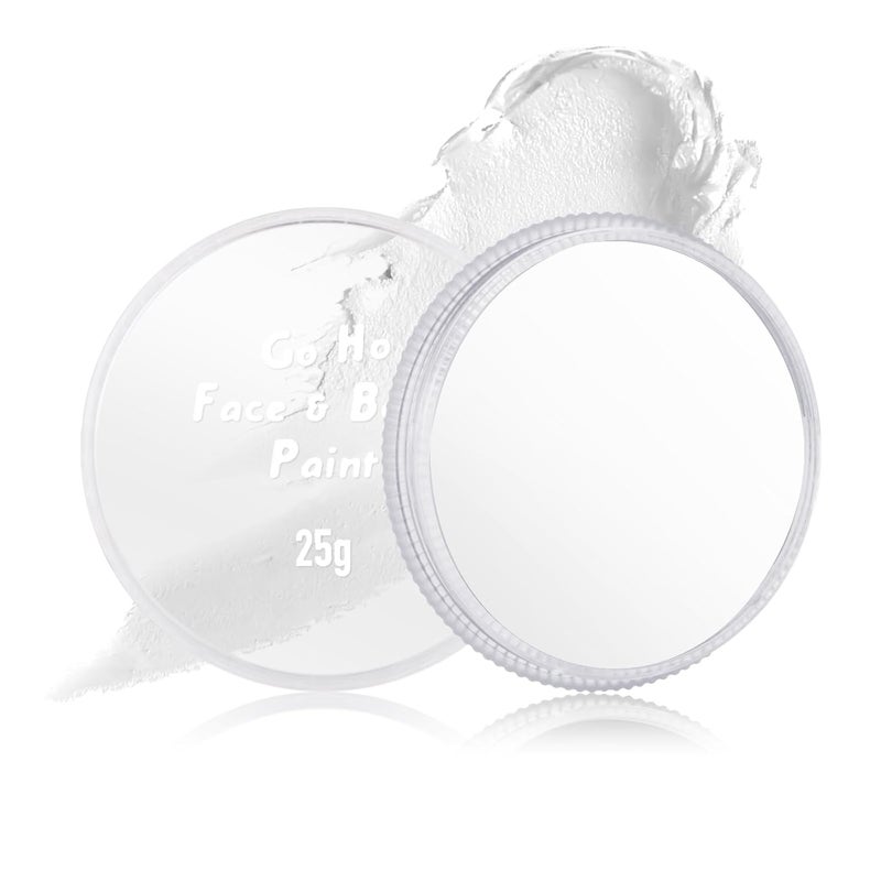 طلاء وجه أبيض مضغوط قابل للغسل من Go Ho، كريمي إلى بودرة، طلاء وجه وجسم أبيض احترافي لعيد الهالوين، كوسبلاي، مكياج جمجمة، مهرج، مسرح مهرجانات، أفلام، 25 جرام