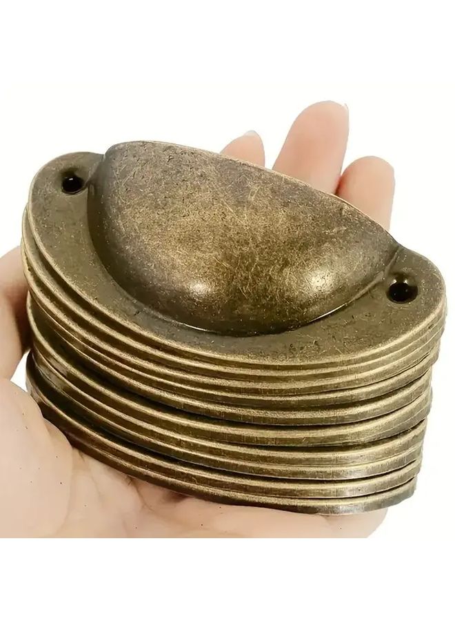 Bronze 2 Pieces Vintage Style Recessed Metal Drawer Pulls Suitable for Cabinets Dressers with Polished Metal Finish and Mounting Hardware Durable Home Furniture Cabinet Hardware - Image 1