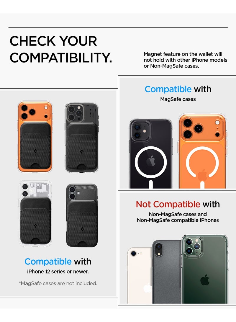 Spigen Slim Fold (MagFit) Magnetic Wallet Card Holder [3 Cards Tripod Stand] MagSafe Compatible with iPhone 17/16/15/14/13/12 Series, Pixel 10 Pixelsnap & MagSafe Cases – Black 3-Card - Image 2