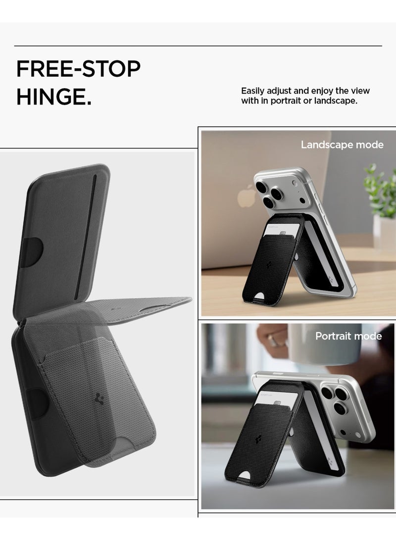 Spigen Slim Fold (MagFit) Magnetic Wallet Card Holder [3 Cards Tripod Stand] MagSafe Compatible with iPhone 17/16/15/14/13/12 Series, Pixel 10 Pixelsnap & MagSafe Cases – Black 3-Card - Image 3