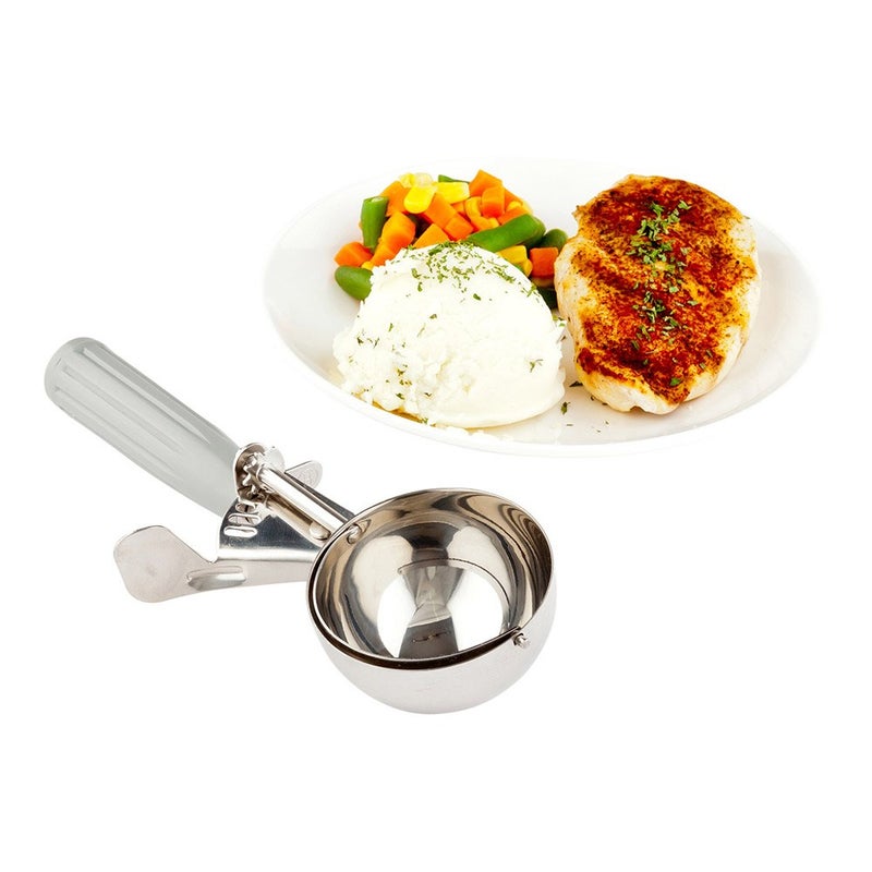 Restaurantware Met Lux 4 oz Stainless Steel #8 Portion Scoop - with Gray Handle - 1 count box - Image 1