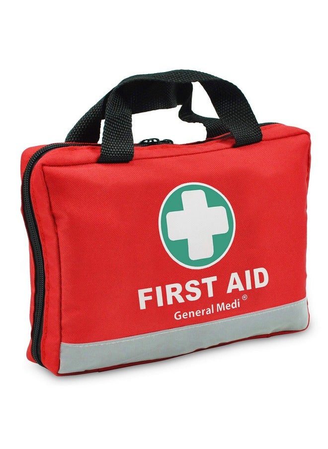 General Medi First Aid Kit 309 Pieces Reflective Bag Design Including Eyewash, Bandages, Moleskin Pad And Emergency Blanket For Travel, Home, Office, Car, Camping, Workplace  - Image 1