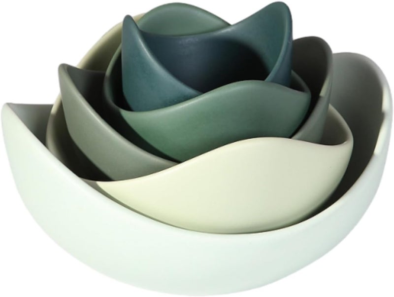CiCixixi Salad Bowl Set 5 Packs Ceramic Bowls Set Lotus Fruit Salad Cereal Bowl Home Decorative Bowl Dishwasher  Microwave Safe Porcelain Bowls for Home and Restaurant  - Image 1