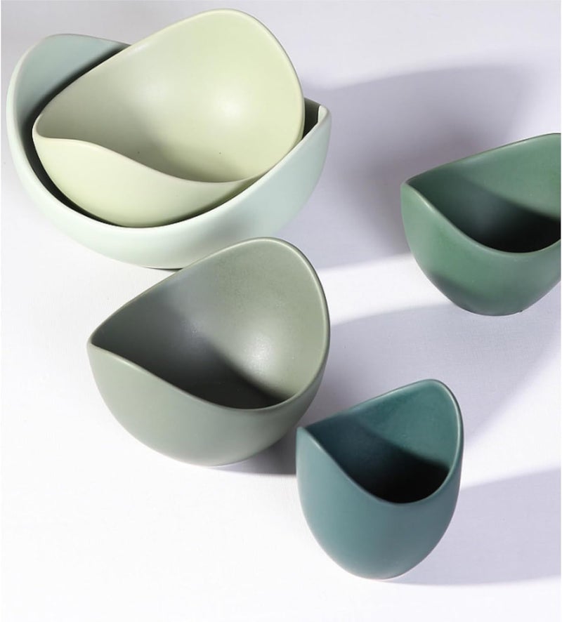 CiCixixi Salad Bowl Set 5 Packs Ceramic Bowls Set Lotus Fruit Salad Cereal Bowl Home Decorative Bowl Dishwasher  Microwave Safe Porcelain Bowls for Home and Restaurant  - Image 2