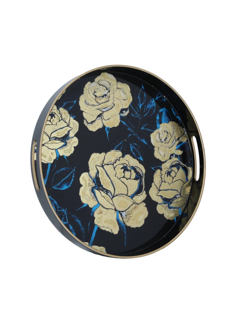 Alsaif Gallery Round Black Acrylic Rose Serving Tray  - Image 2