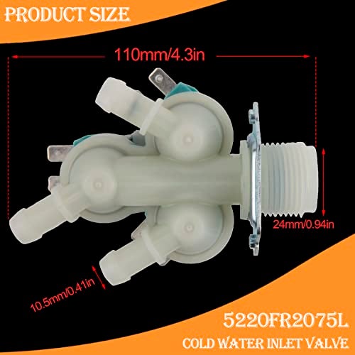 TOPEMAI 5220FR2075L Cold Water Inlet Valve for LG Kenmore Replaces 5221ER1003A AP5986564 5221ER1003C 5221ER1003D PS11728995 - Image 3
