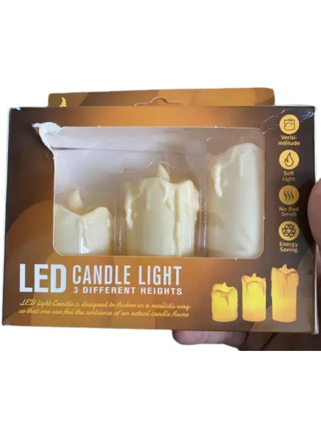 HASANAT ESSENTIALS مجموعة شموع LED من حسنات إيسينشالز - مجموعة 3 قطع بدون لهب - Image 4