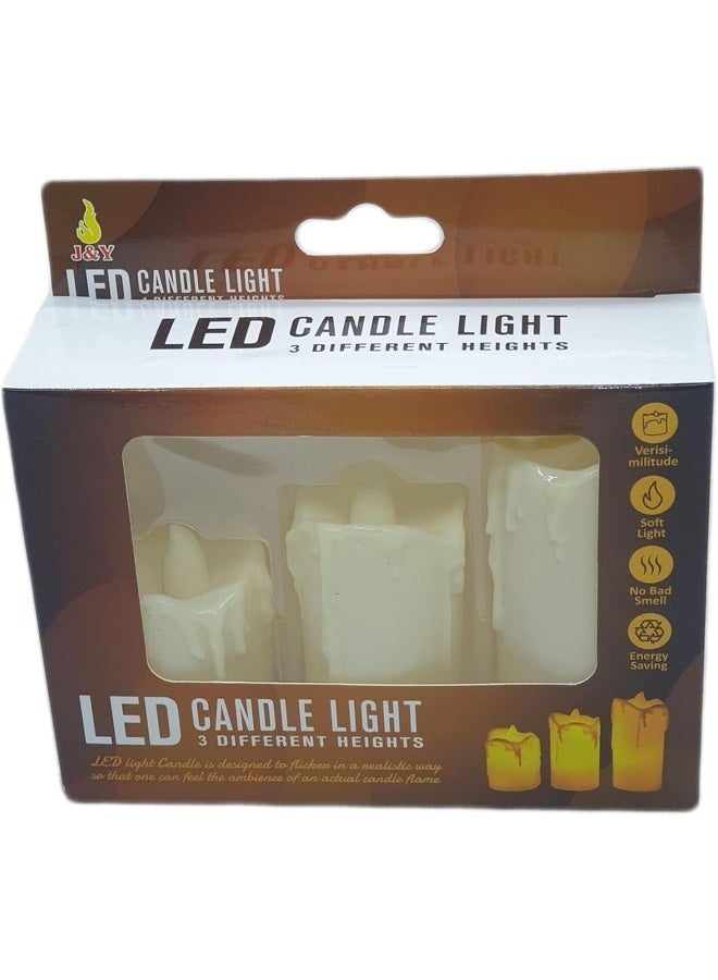 HASANAT ESSENTIALS مجموعة شموع LED من حسنات إيسينشالز - مجموعة 3 قطع بدون لهب - Image 1