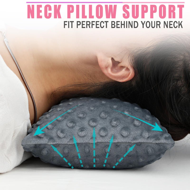 BNRendles Small Neck Pillow for Recliner Chair Neck Support Pillows Pain Relief Plump Adjustable Filling Nap Airplane Sleeping Little Cushion Minky Dot Dark Gray - Image 2