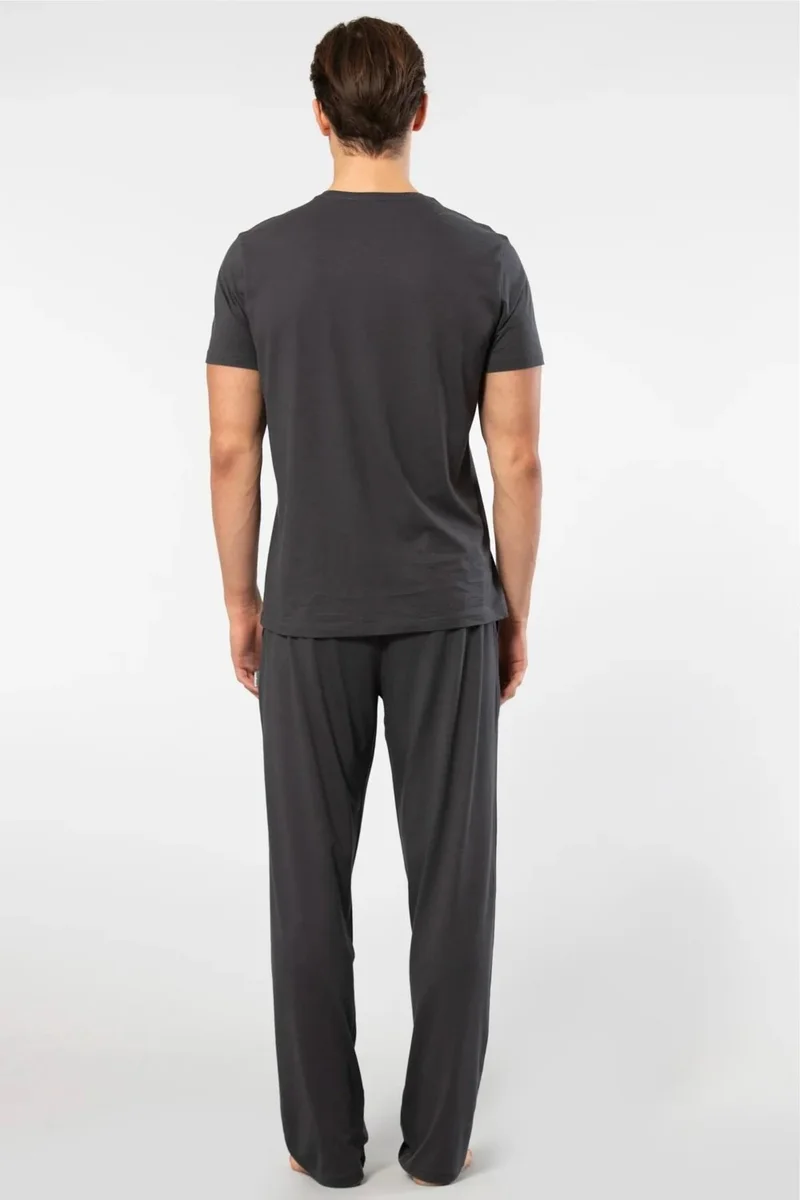 cacharel V-Neck T-Shirt and Pocket Pajama Set, 50% Cotton 50% Modal
