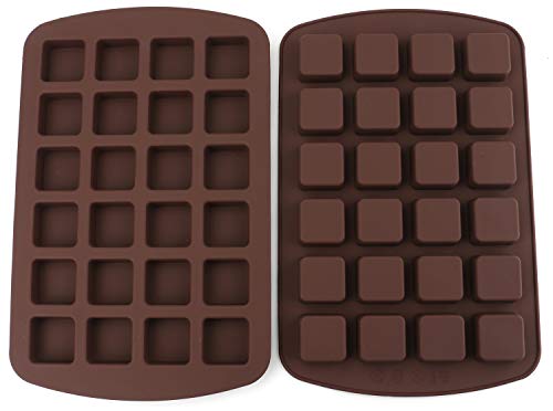 Lawei 2 Pack 24 Cavity Brownie Silicone Mold Silicone Ice Cube Tray Ice Cube Mold for Making Cube Candy Chocolate Truffles Jelly - Image 3