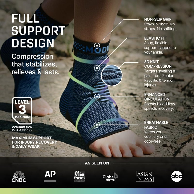 Modvel Foot & Ankle Brace Socks for Sprained Ankle Compression Sleeve - Plantar Fasciitis Relief Brace, Foot Support for pain Women & Men - Tendonitis & Arthritis Feet Sleeve, Stabilizing Ankles Wrap - Image 5